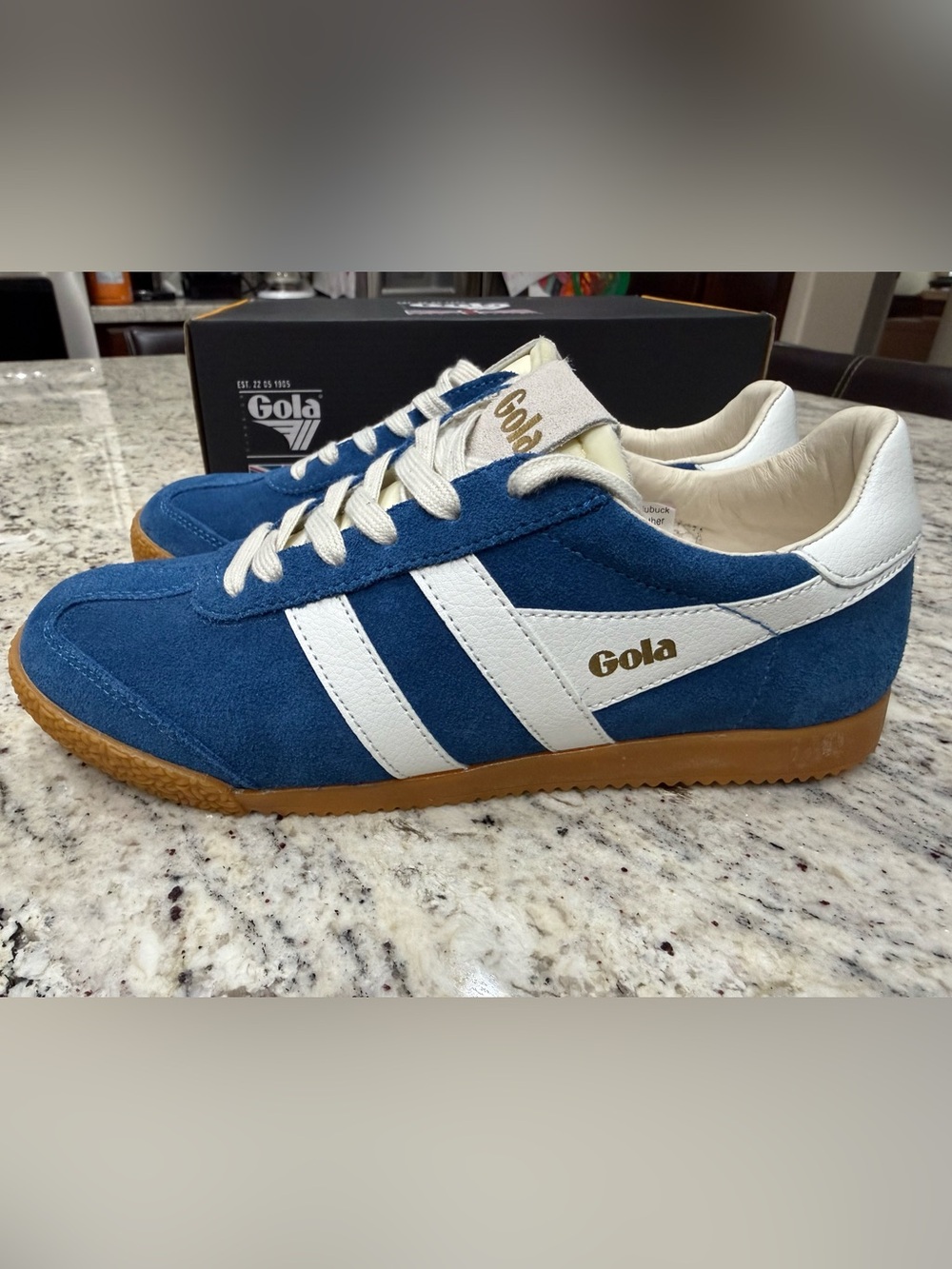 Anthropologie x Gola Elan Marine Blue/White Suede 6.5 Sneaker Trainer PreppyBNIB